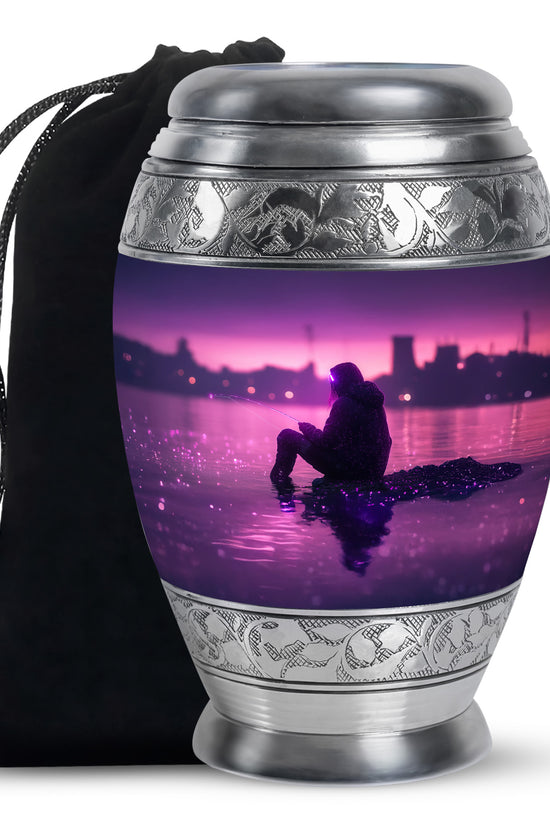 Purple Glow Fisherman Urn - Modern Memorial Urn For Human Ashes