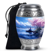 Beautiful Artistic Fishing Cremation Urn - Floral Urns For Human Ashes