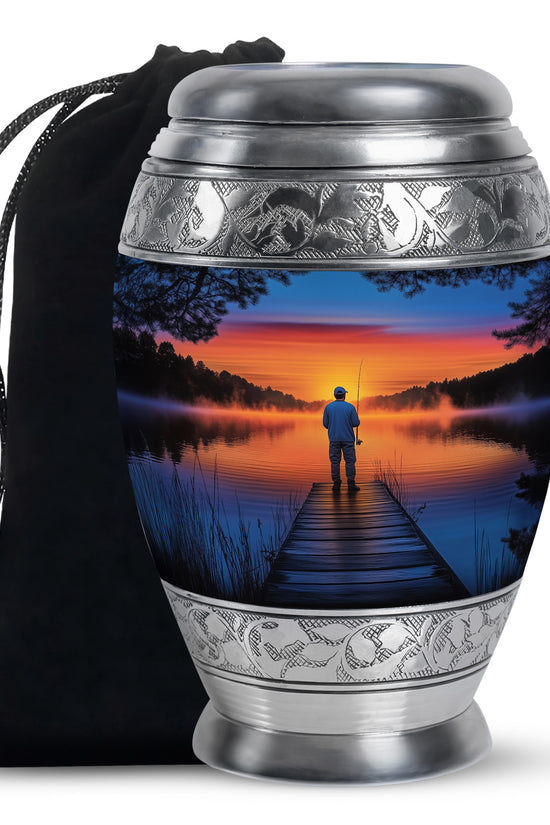Fishing Sunset Cremation Urn - Elegant Memorial Funeral Urns For Ashes