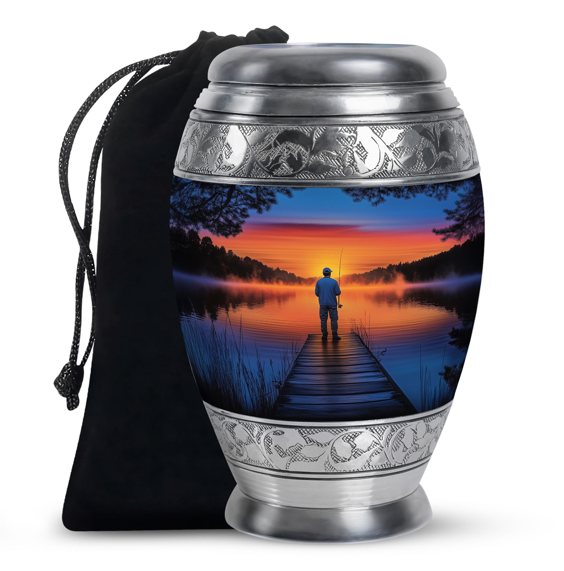 Fishing Sunset Cremation Urn - Elegant Memorial Funeral Urns For Ashes