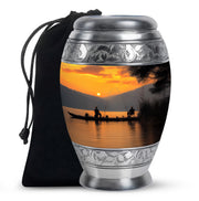 Friends Fishing Themed Cremation - Artistic Sunset Burial Fishing Urns