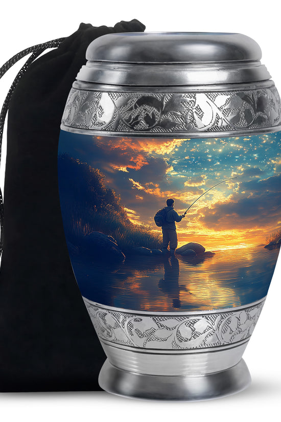 Fisherman Cremation Urn - Beautiful Sunrise Memorial Urns For Human Ashes