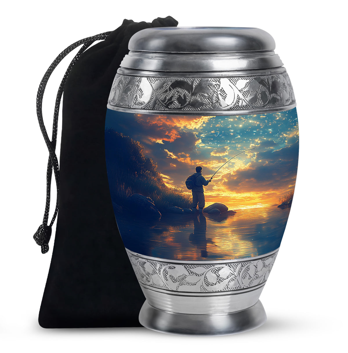 Fisherman Cremation Urn - Beautiful Sunrise Memorial Urns For Human Ashes
