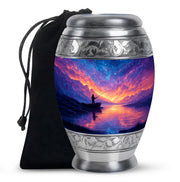 Night Sky Fishing Memorial Urn - Peaceful Lake Cremation Urn For Adult Ashes