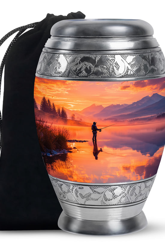 Lake Fishung Memorial Urn - Mountain Funeral Urn For Adult Ashes