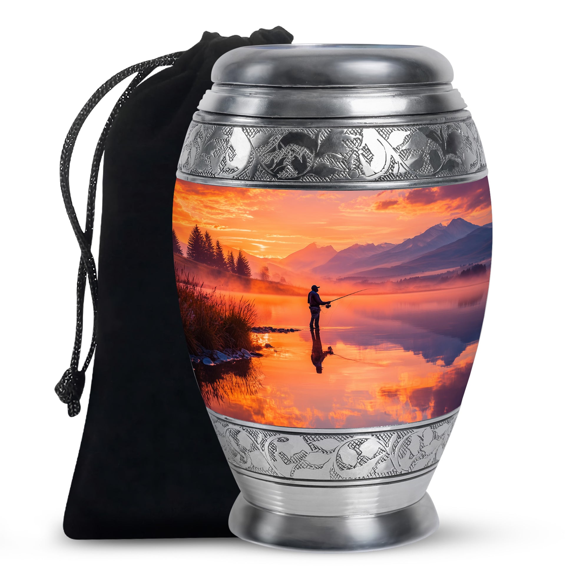 Lake Fishung Memorial Urn - Mountain Funeral Urn For Adult Ashes