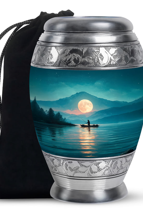 Moon Fishing Cremation Urn - Night Sky Cremation Urn For Burial