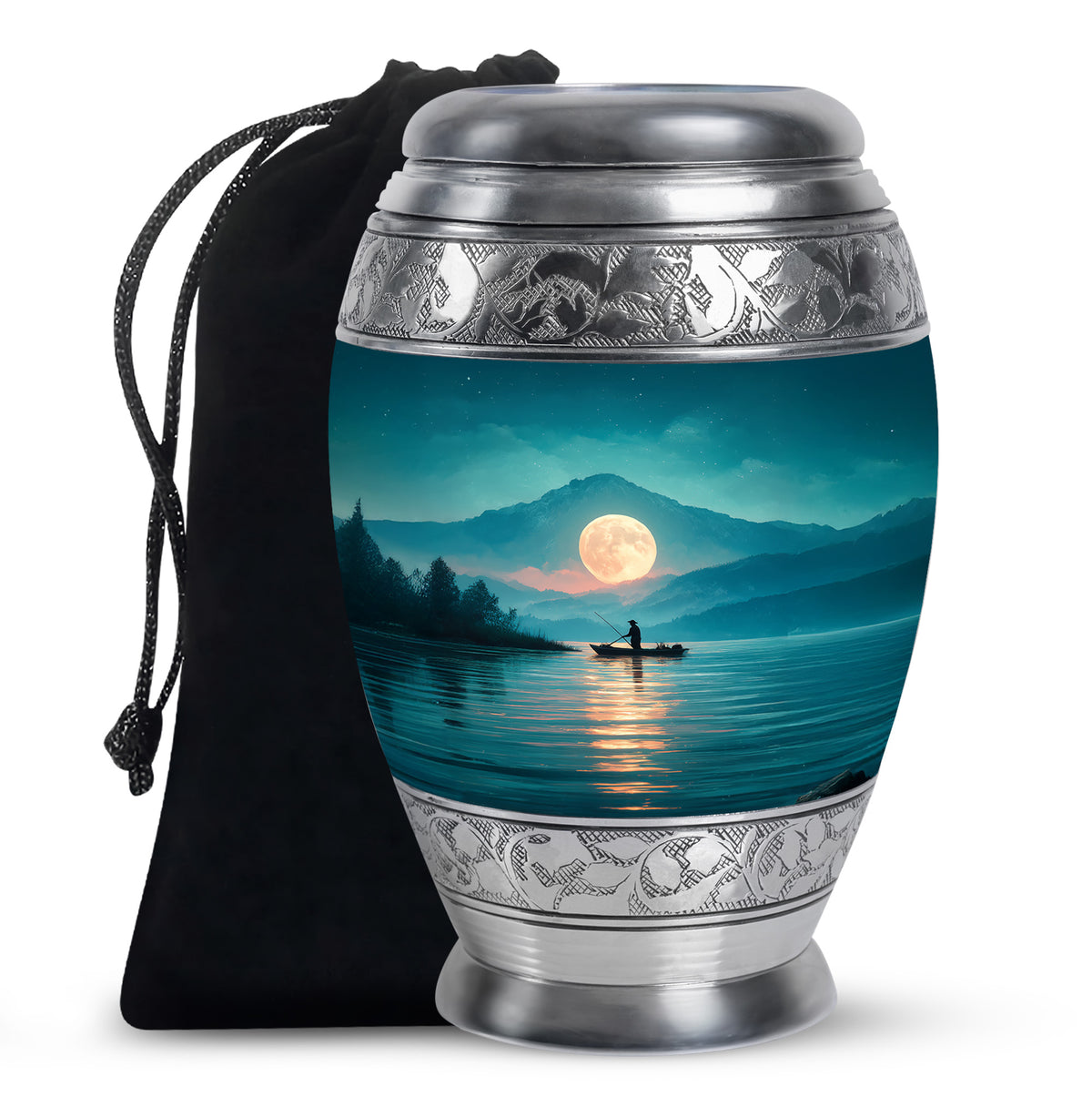 Moon Fishing Cremation Urn - Night Sky Cremation Urn For Burial