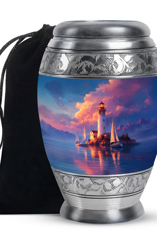Sunset Lighthouse Memorial Urn - Ocean Cremation Urn For Human Ashes