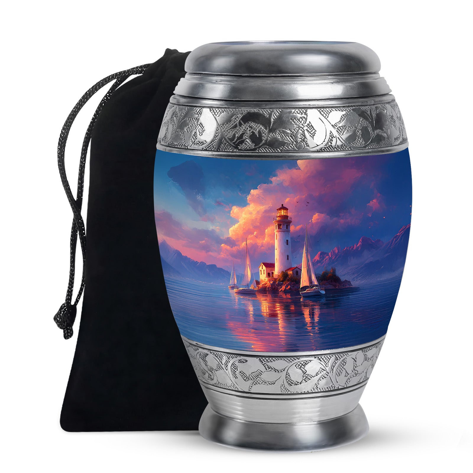 Sunset Lighthouse Memorial Urn - Ocean Cremation Urn For Human Ashes