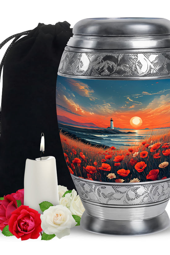 Peaceful Ocean Sunset Funeral Urn - Artistic Cremation Urn For Adults