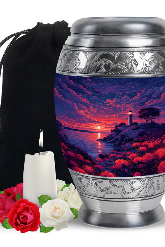 Beautiful Sunset Lighthouse Urn - Decorative Urns For Human Ashes