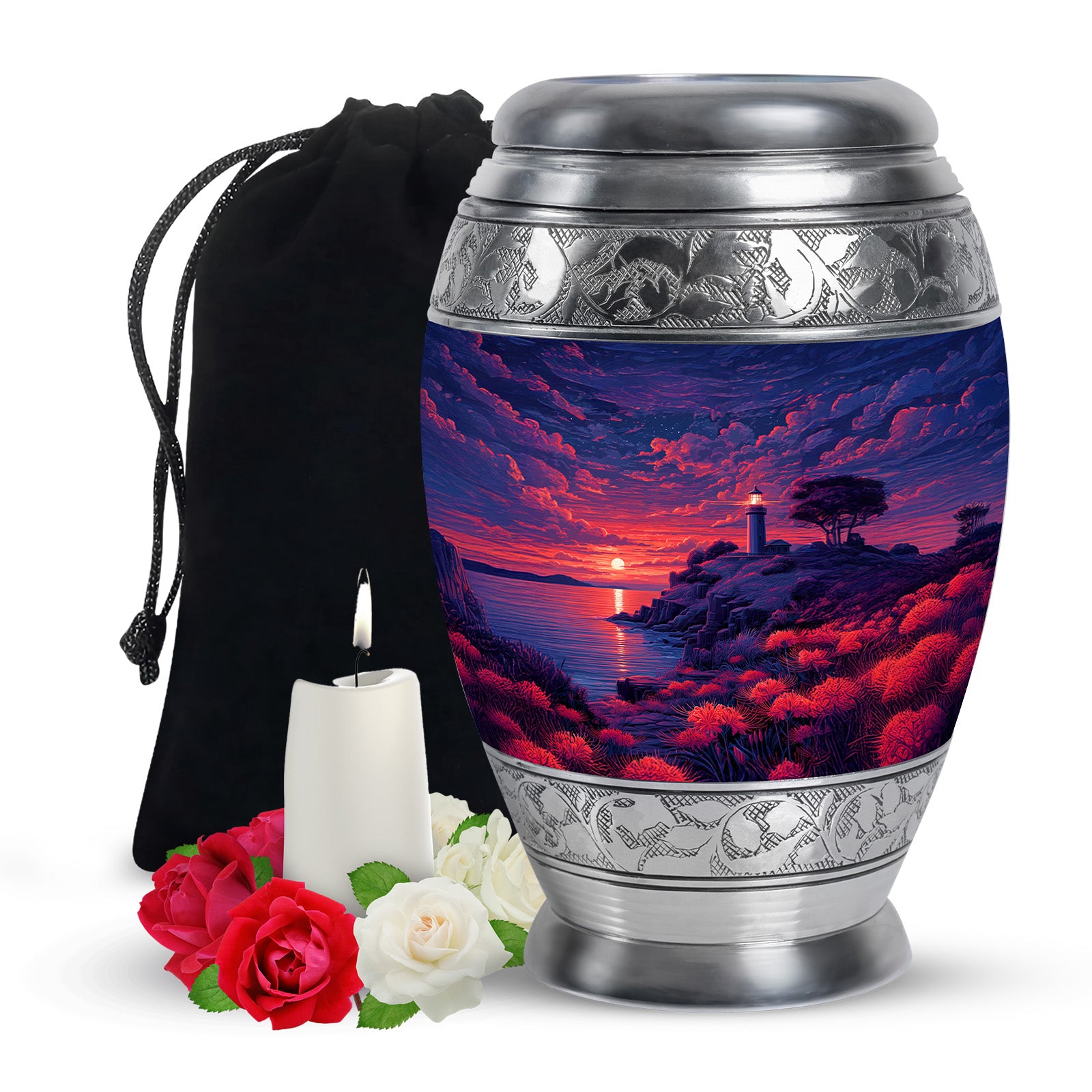 Beautiful Sunset Lighthouse Urn - Decorative Urns For Human Ashes