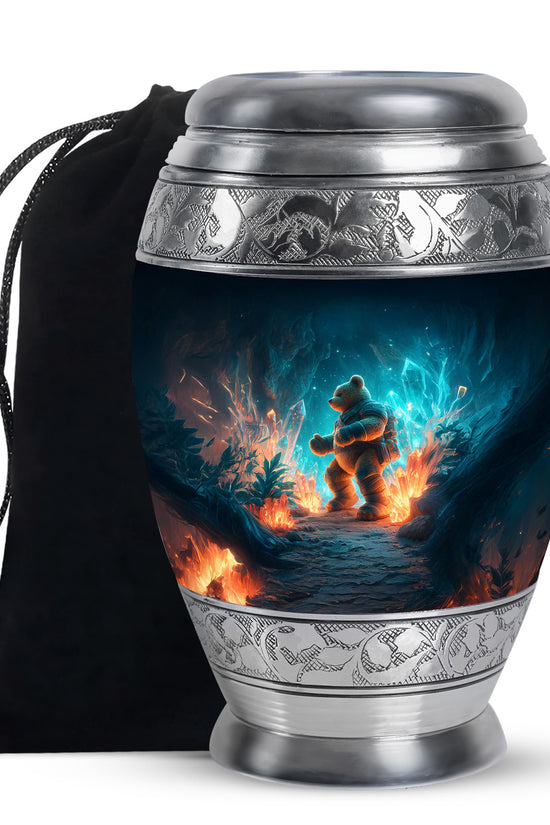 Adventure Teddy Bear Cremation Urn - Beautiful Memorial Urn For Male & Female