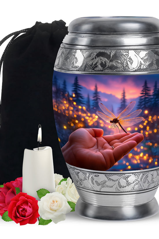 Dragonfly Forest Memorial Urn - Sunset Cremation Urn For Loved Ones