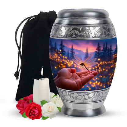 Dragonfly Forest Memorial Urn - Sunset Cremation Urn For Loved Ones