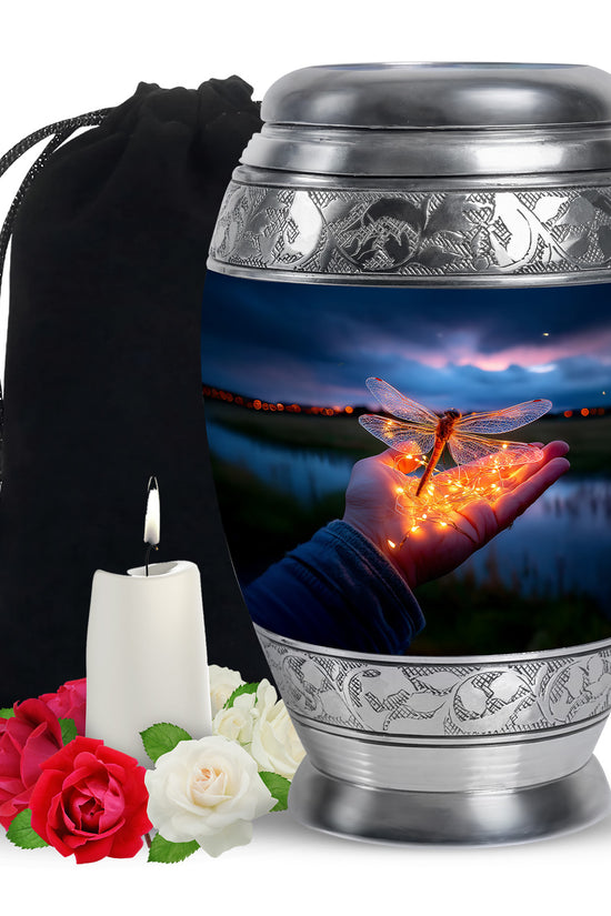 Golden Glow Dragonfly Funeral Urn - Beautiful Memorial Urn For Human Ashes