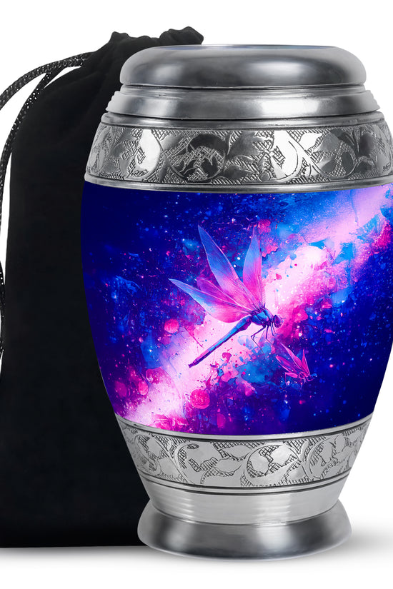 Purple Dragonfly Cremation Urn - Artistic Memorial Urn For Human Ashes