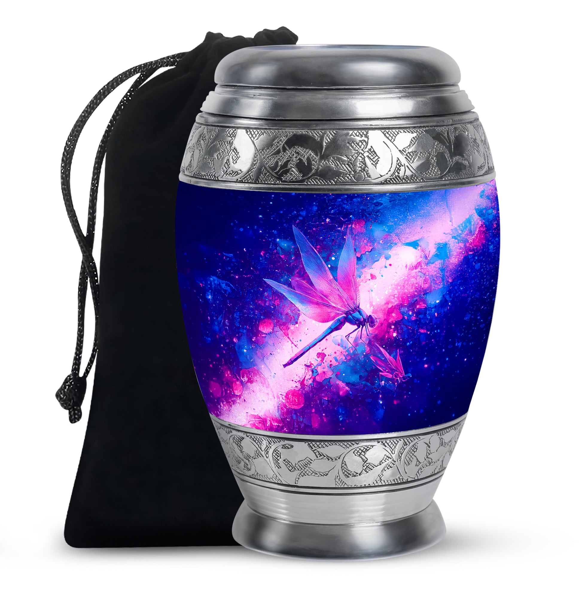 Purple Dragonfly Cremation Urn - Artistic Memorial Urn For Human Ashes