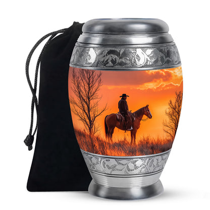 Cowboy Burial Urns For Ashes - Orange Memorial Urns For Pet Ashes