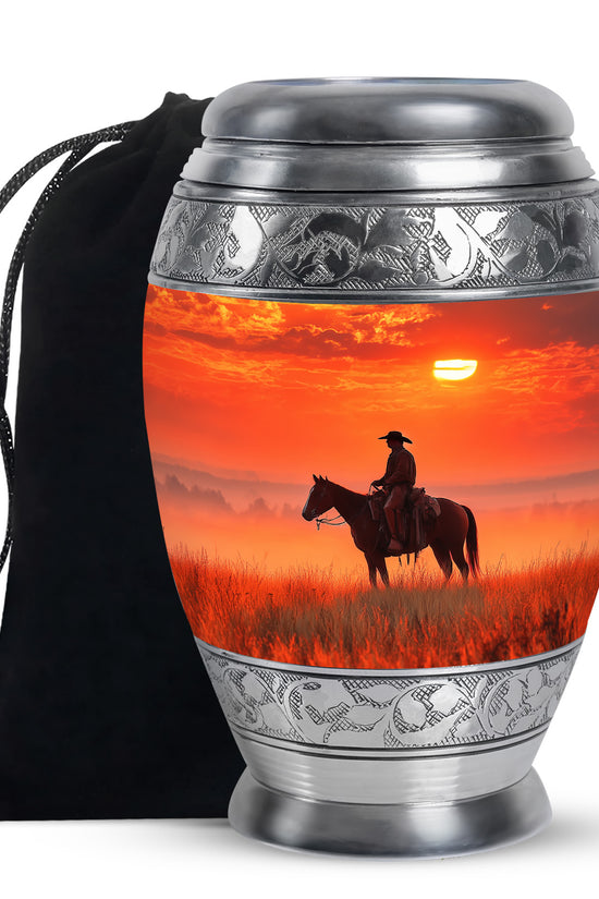Horserider Funeral Urns - Beautiful Sunrise Container For Human Ashes