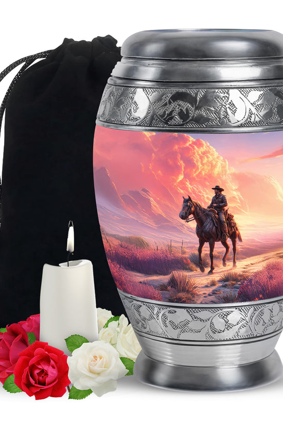 Cowboy Themed Funeral Urns - Beautiful Clowds Mountain Urns For Human Ashes