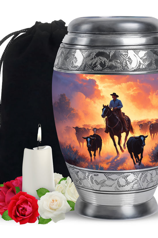 Cowboy Burial Urns For Ashes - Memorial Buria Urns For Pet Ashes