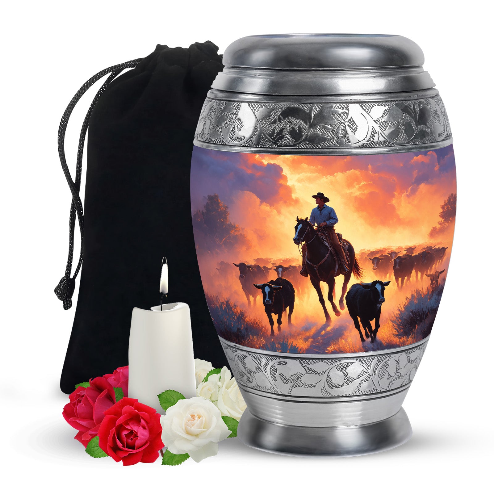 Cowboy Burial Urns For Ashes - Memorial Buria Urns For Pet Ashes
