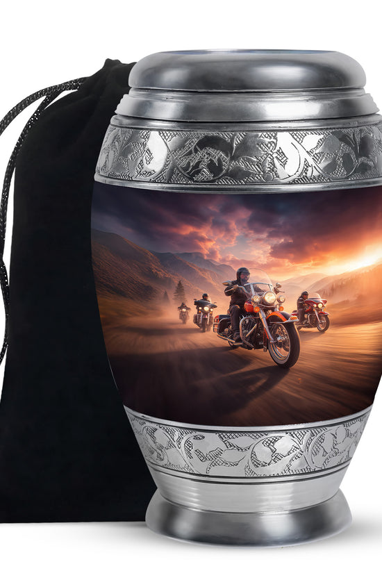 Motorcycle Riders Cremation Urn - Biker Memorial Urn For Loved Ones