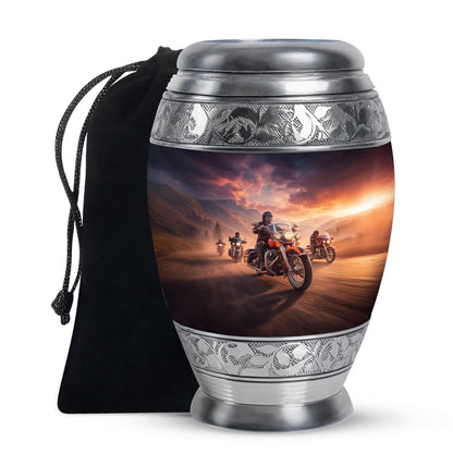 Motorcycle Riders Cremation Urn - Biker Memorial Urn For Loved Ones