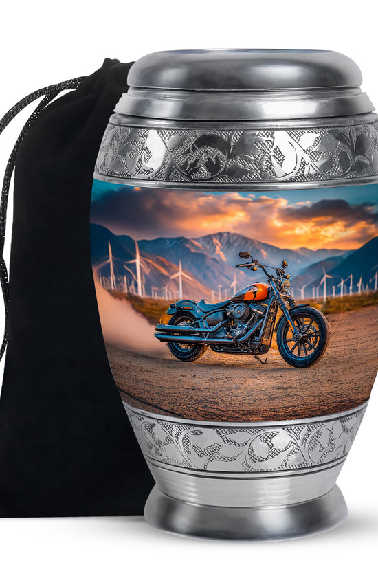 Motorcycle Funeral Urn For Men - Mountain Cremation Urn For Adult Ashes