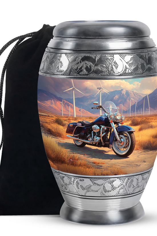 Scenic Motorcycle Memorial Urn - Windmill Valley Funeral Urn For Human Ashes