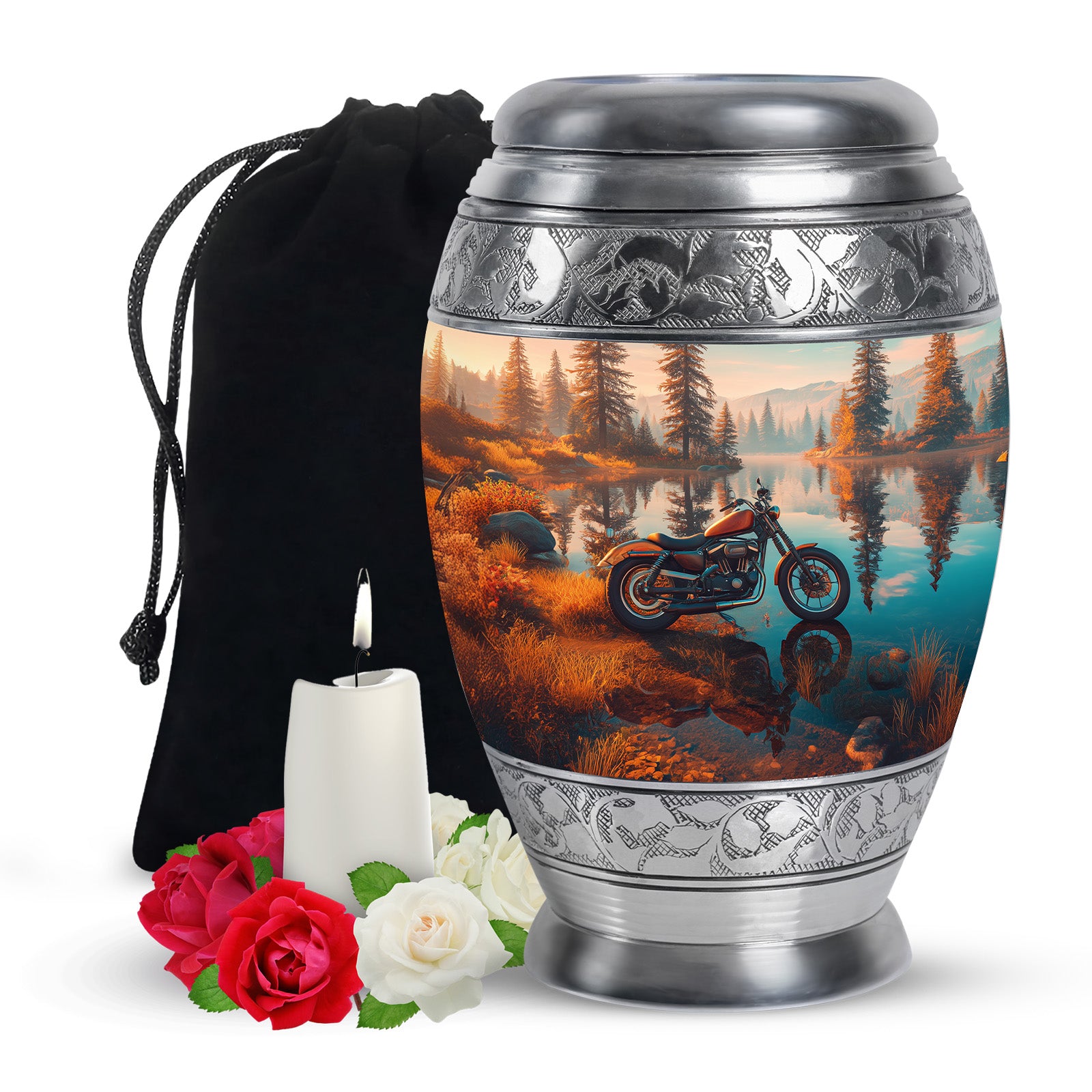 Scenic Forest Lake Cremation Urn - Memorial Urn For Loved Ones