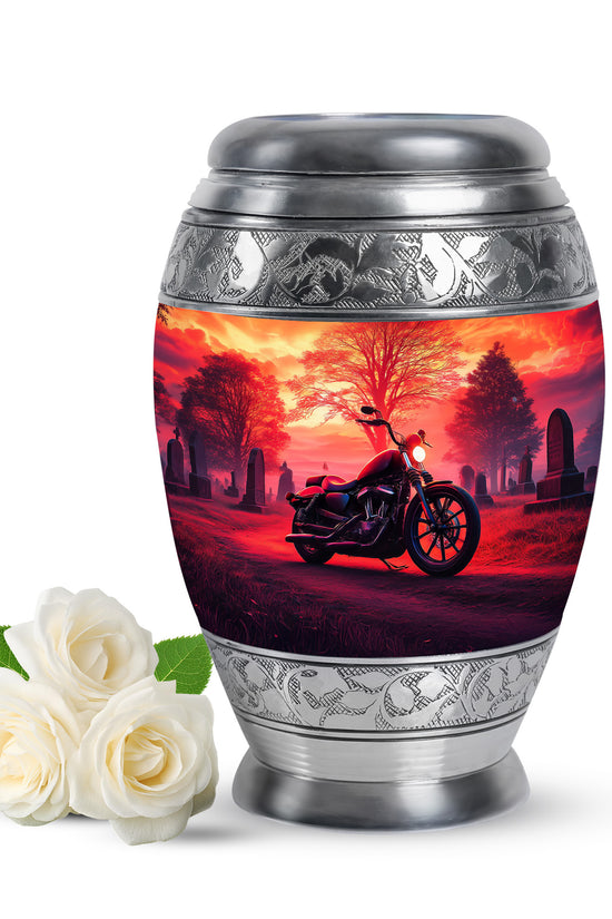 Inspiring Red Bike Testament Urn for Human Ashes - 10-inch, 200 cu in - Karyliz