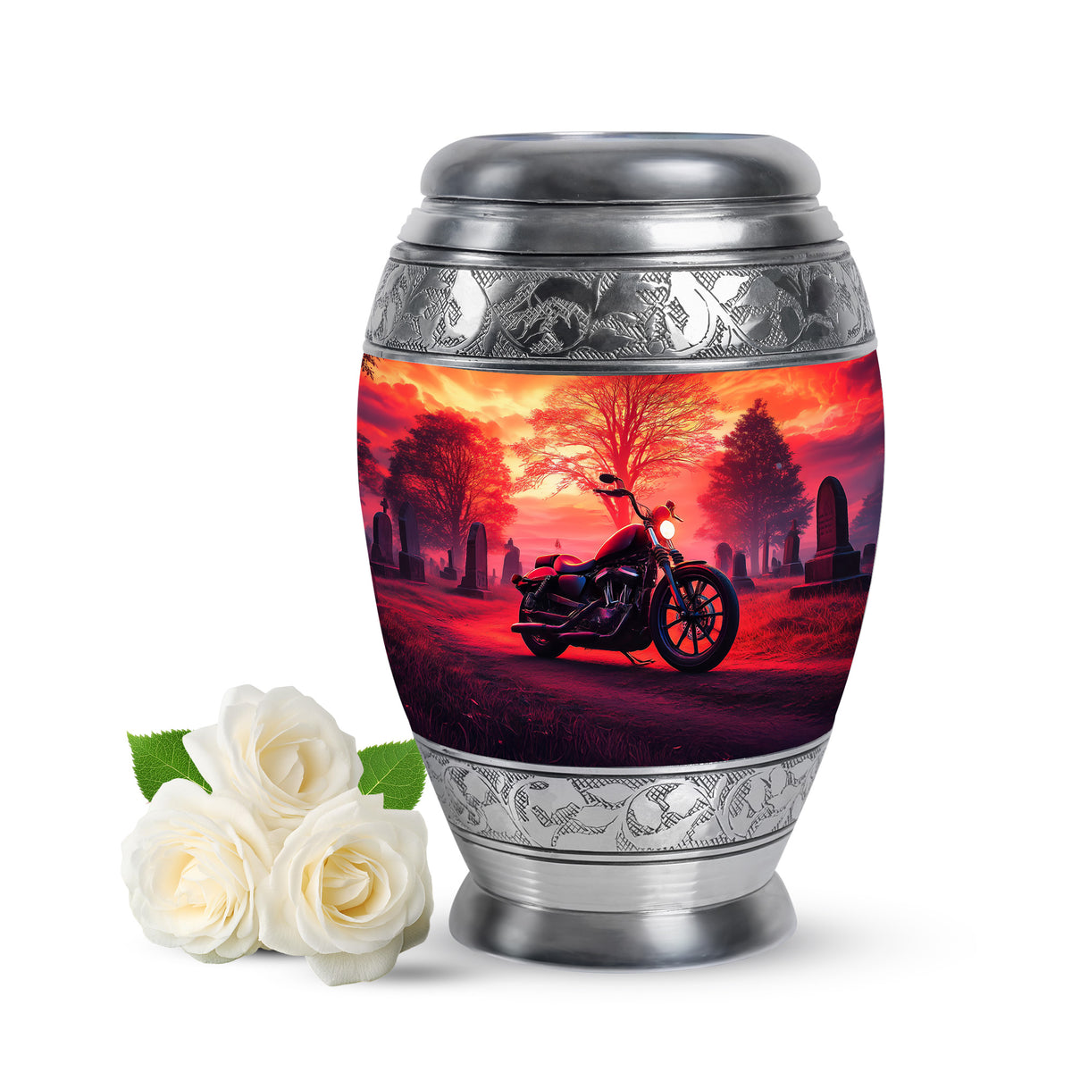 Inspiring Red Bike Testament Urn for Human Ashes - 10-inch, 200 cu in - Karyliz