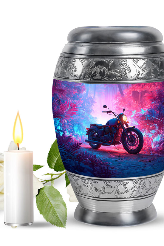 Blue Resounding Bike Memorial Urn for Ashes - 10-inch, 200 cu in - Karyliz