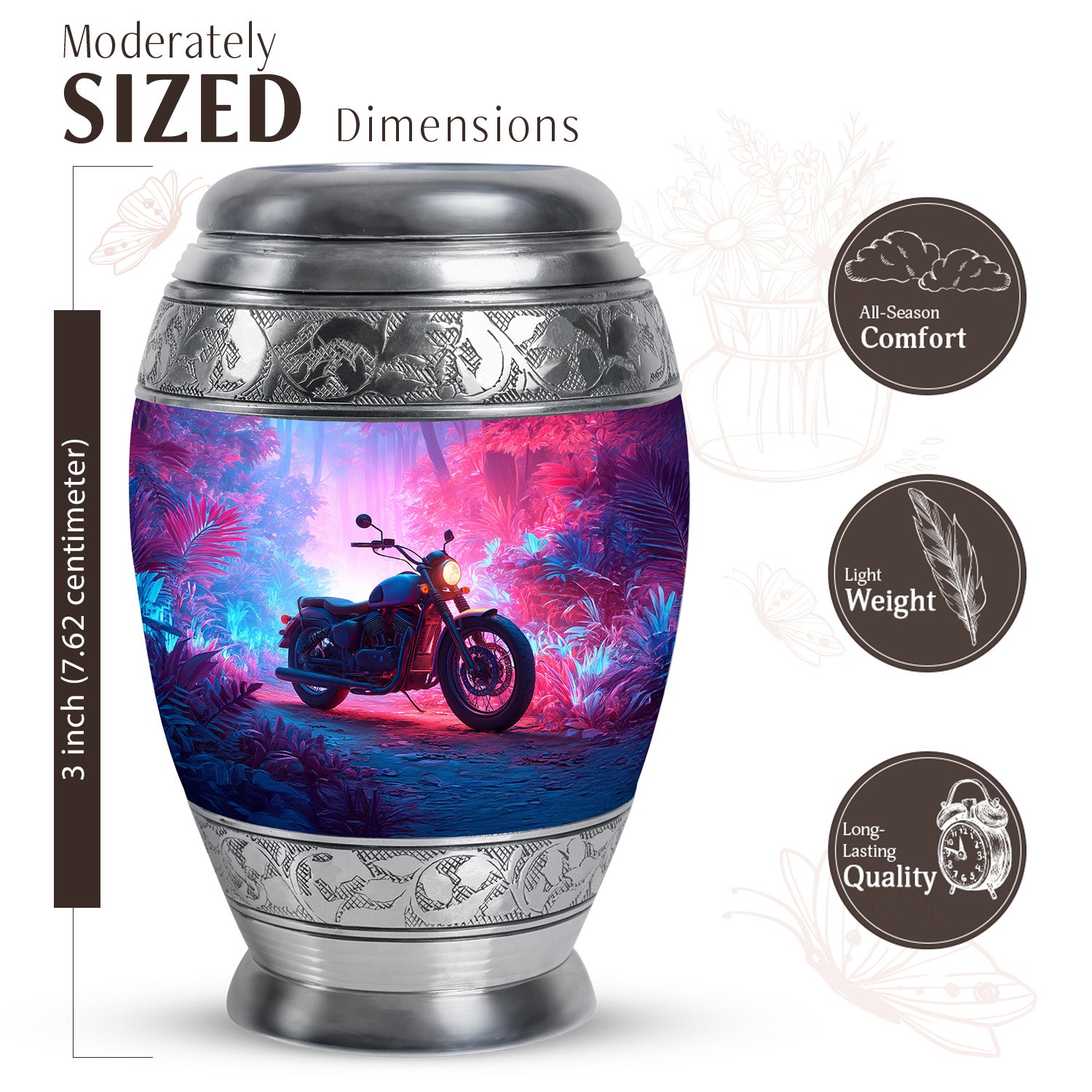 Pastel Blue Bike Cremation Urn lifestyle display on memorial shelf - regal bike design with crown-inspired accents - mini keepsake memorial for portion of cremation ashes
