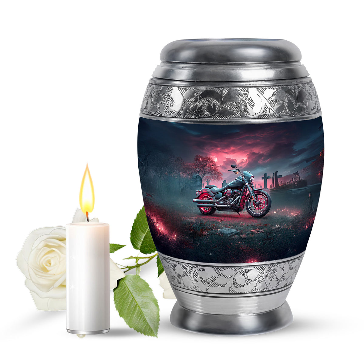 Personalized Eternal Bike Cremation Urns - Blue 10-inch, 200 cu in - Karyliz