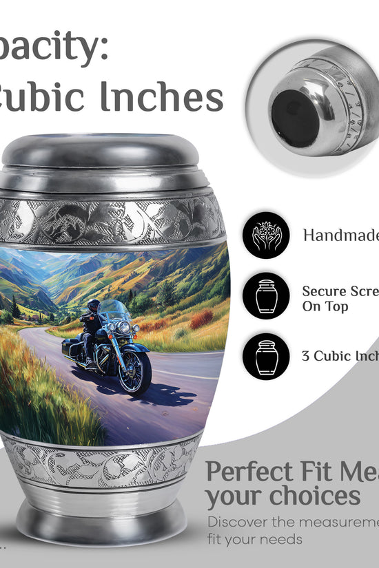Pastel Blue Bike Cremation Urn lifestyle display on memorial shelf - regal bike design with crown-inspired accents - mini keepsake memorial for portion of cremation ashes