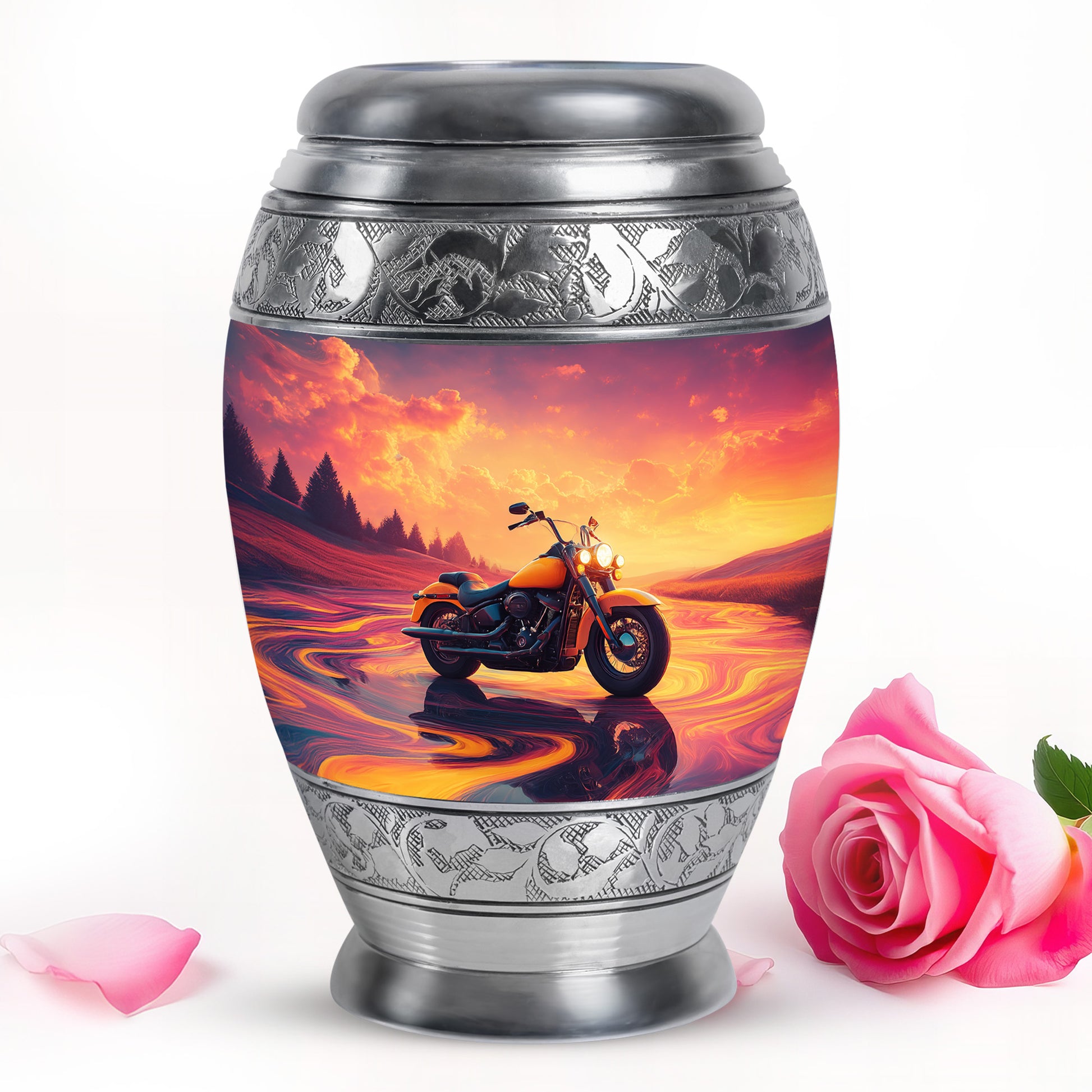 Personalized Elegant Bike Cremation Urns - Pink 10-inch, 200 cu in - Karyliz