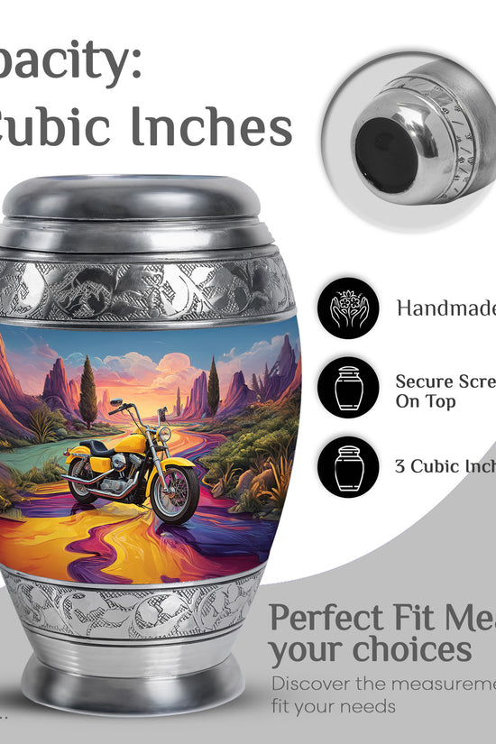 Celestial Blue Bike Cremation Urn lifestyle display on memorial shelf - regal bike design with crown-inspired accents - mini keepsake memorial for portion of cremation ashes