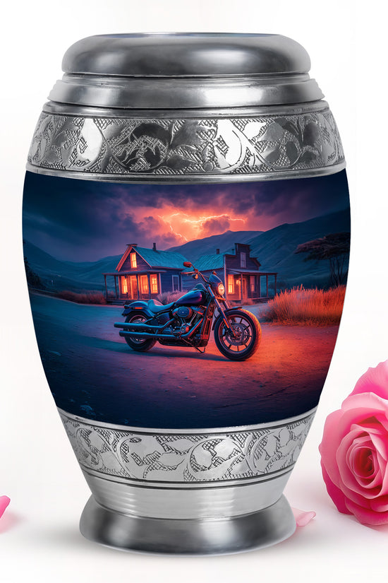 Remarkable Bike Memorial Cremation Urns - Blue 10-inch, 200 cu in - Karyliz