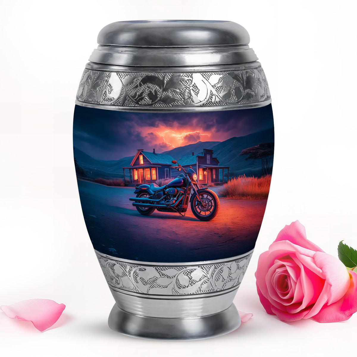 Remarkable Bike Memorial Cremation Urns - Blue 10-inch, 200 cu in - Karyliz