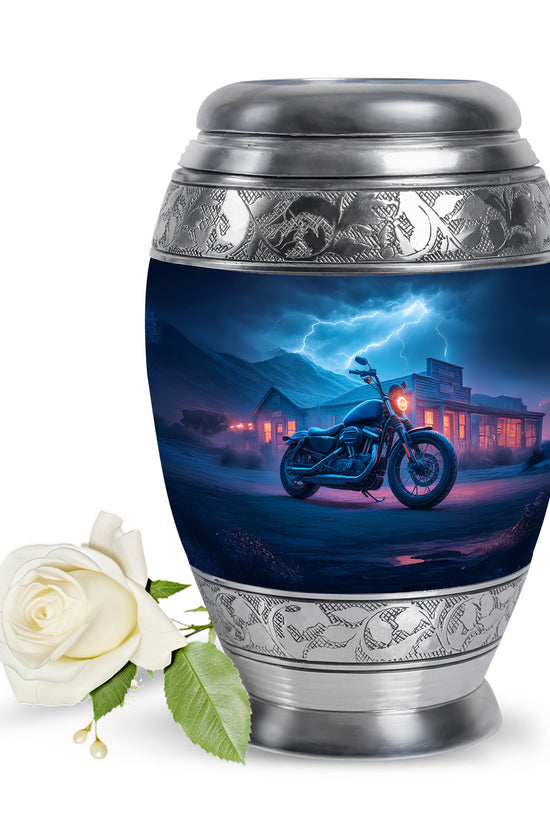 Personalized Bike Cremation Urns - Wondrous Blue 10-inch, 200 cu in - Karyliz