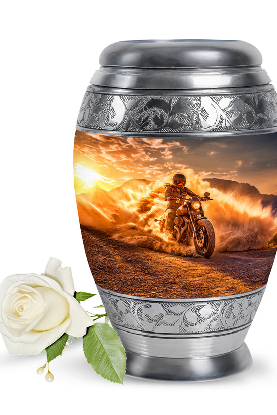 Gold Bike Sentinel Cremation Urns for Human Ashes - 10-inch, 200 cu in - Karyliz