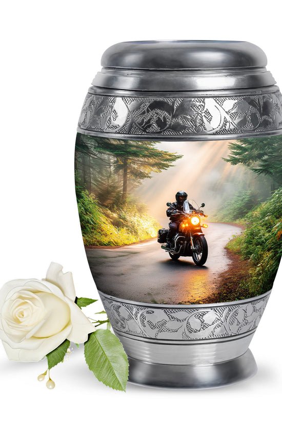 Gold Bike Memorial Cremation Urns for Human Ashes - 10-inch, 200 cu in - Karyliz