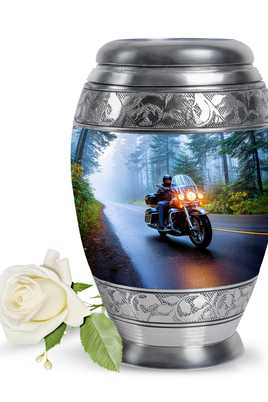 Personalized Blue Sovereign Bike Cremation Urns for Human Ashes - 10-inch, 200 cu in - Karyliz