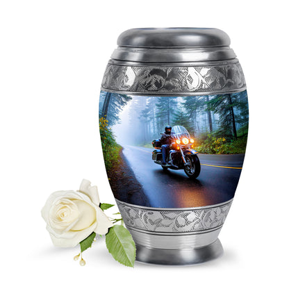Personalized Blue Sovereign Bike Cremation Urns for Human Ashes - 10-inch, 200 cu in - Karyliz