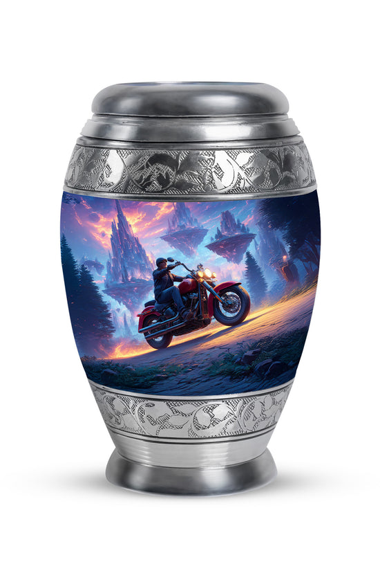 Blue Resounding Bike Memorial Urn for Ashes - 10-inch, 200 cu in - Karyliz