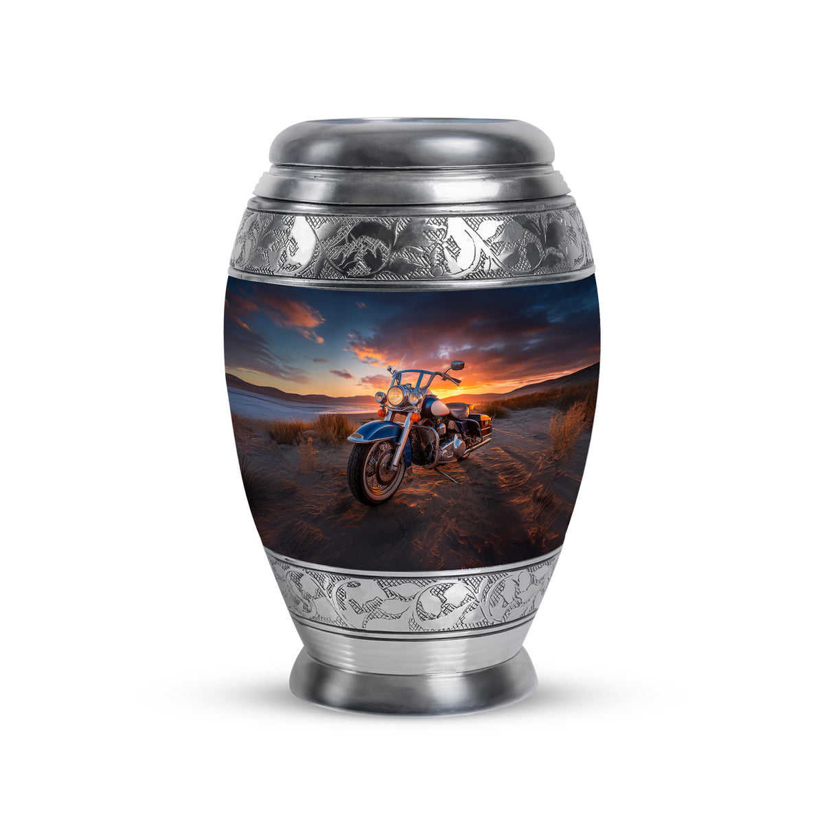 Black Bike Honor Cremation Urns for Human Ashes - 10-inch, 200 cu in - Karyliz
